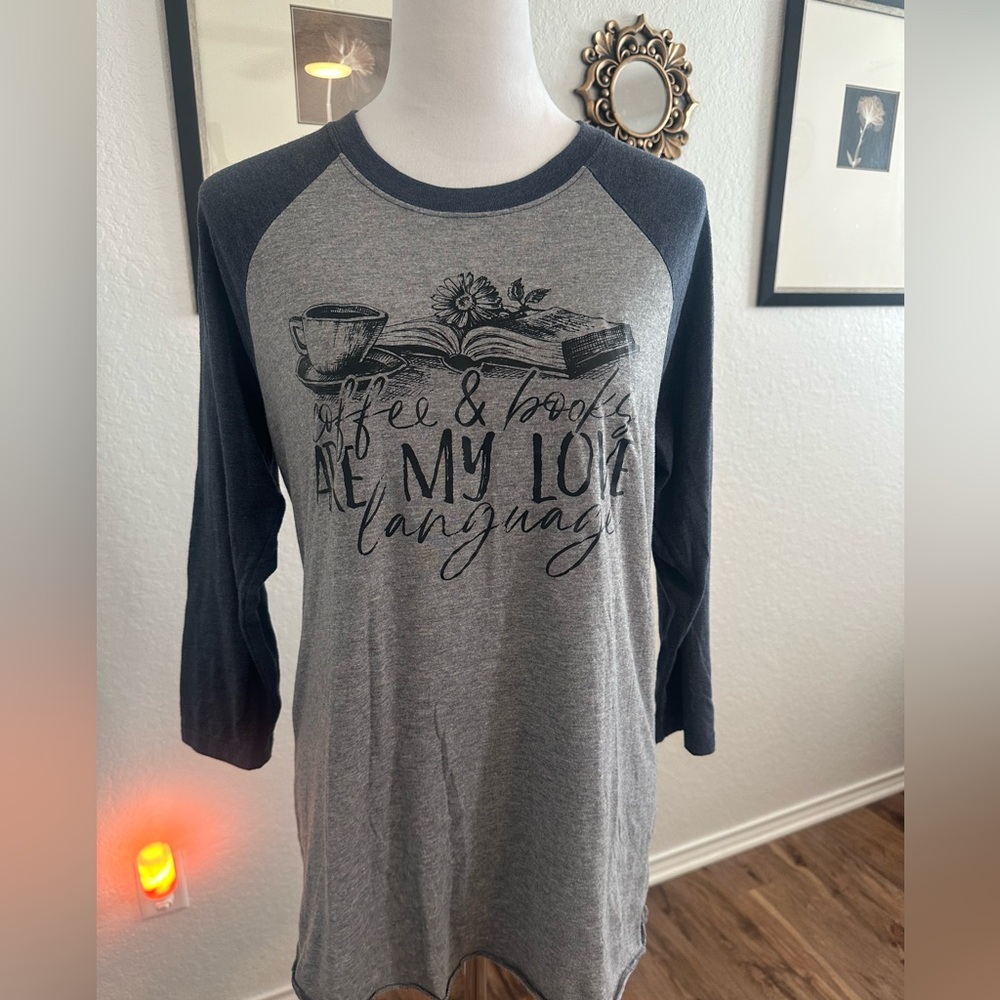 Coffee & Books Are My Love Language Baseball Tee (comes w/magnetic bookmark) ❤️